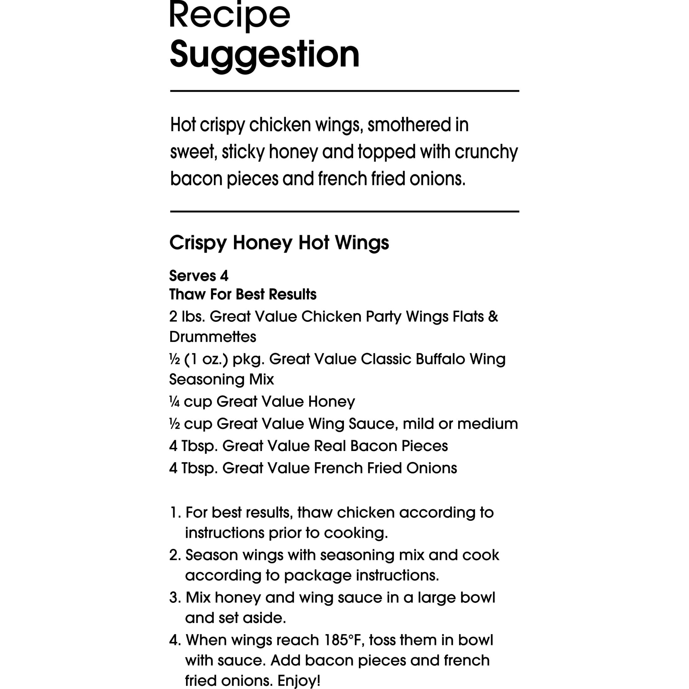 Great Value All Natural Chicken Wing Sections, 8 lb (Frozen)