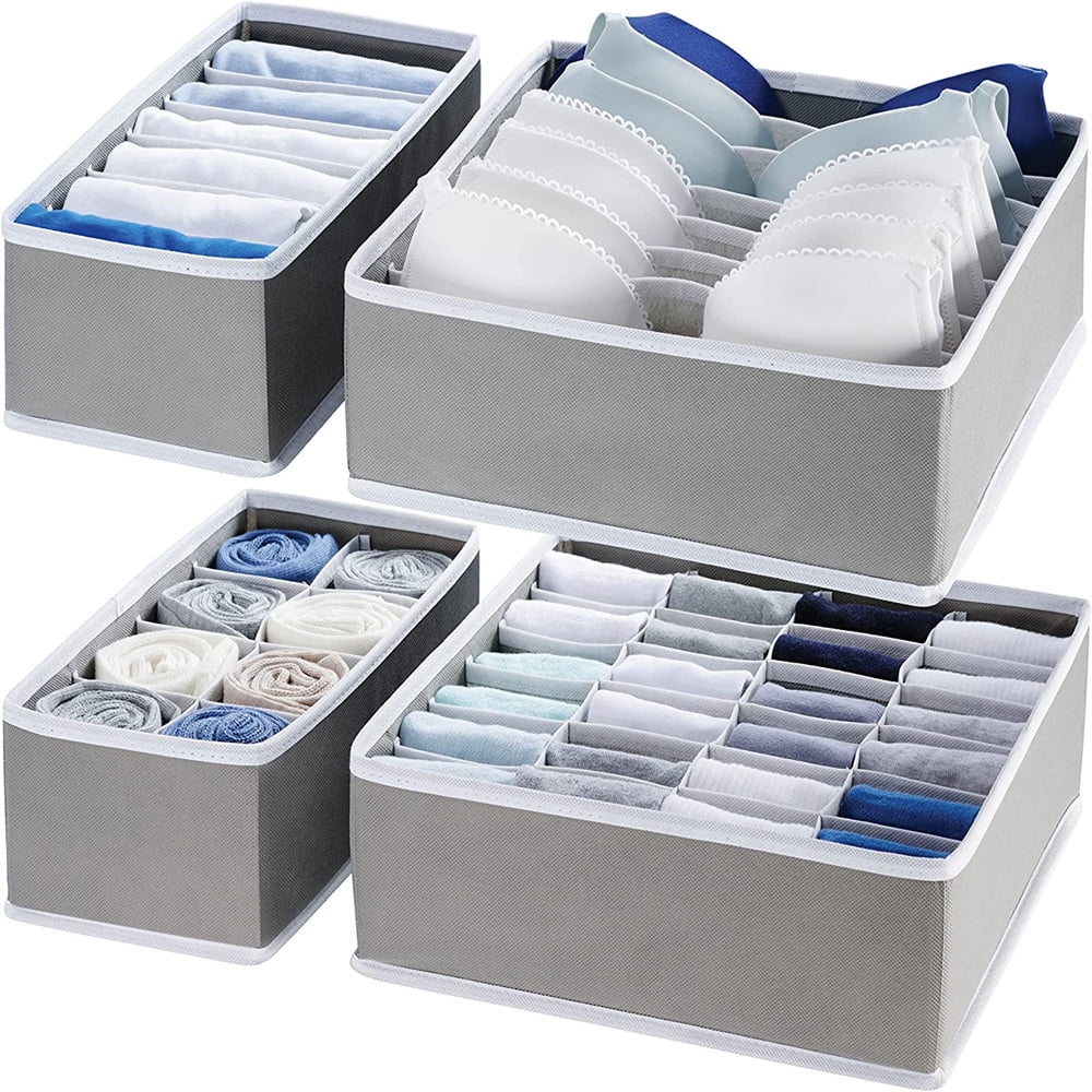 Set of 4 Foldable Drawer Dividers Storage Boxes Closet Organizers Under