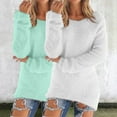 thumbnail image 2 of ManxiVoo Women's Long Sleeve Pullover Sweater Loose Fit Fuzzy Knit Jumper Cozy Winter Fashion Top XXXXXL Size, 2 of 6