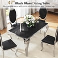 thumbnail image 5 of 47" Rectangular Glass Dining Table, 10mm Black Tempered Glass Top, S-Shaped Stainless Steel Legs, for Apartments & Small Spaces, 5 of 7