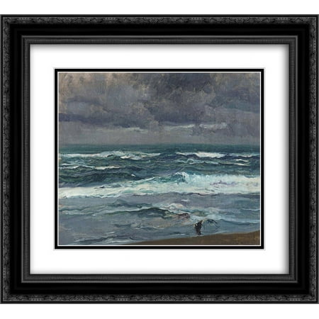 Joaquin Sorolla 2x Matted 22x20 Black Ornate Framed Art Print 'Seascape'