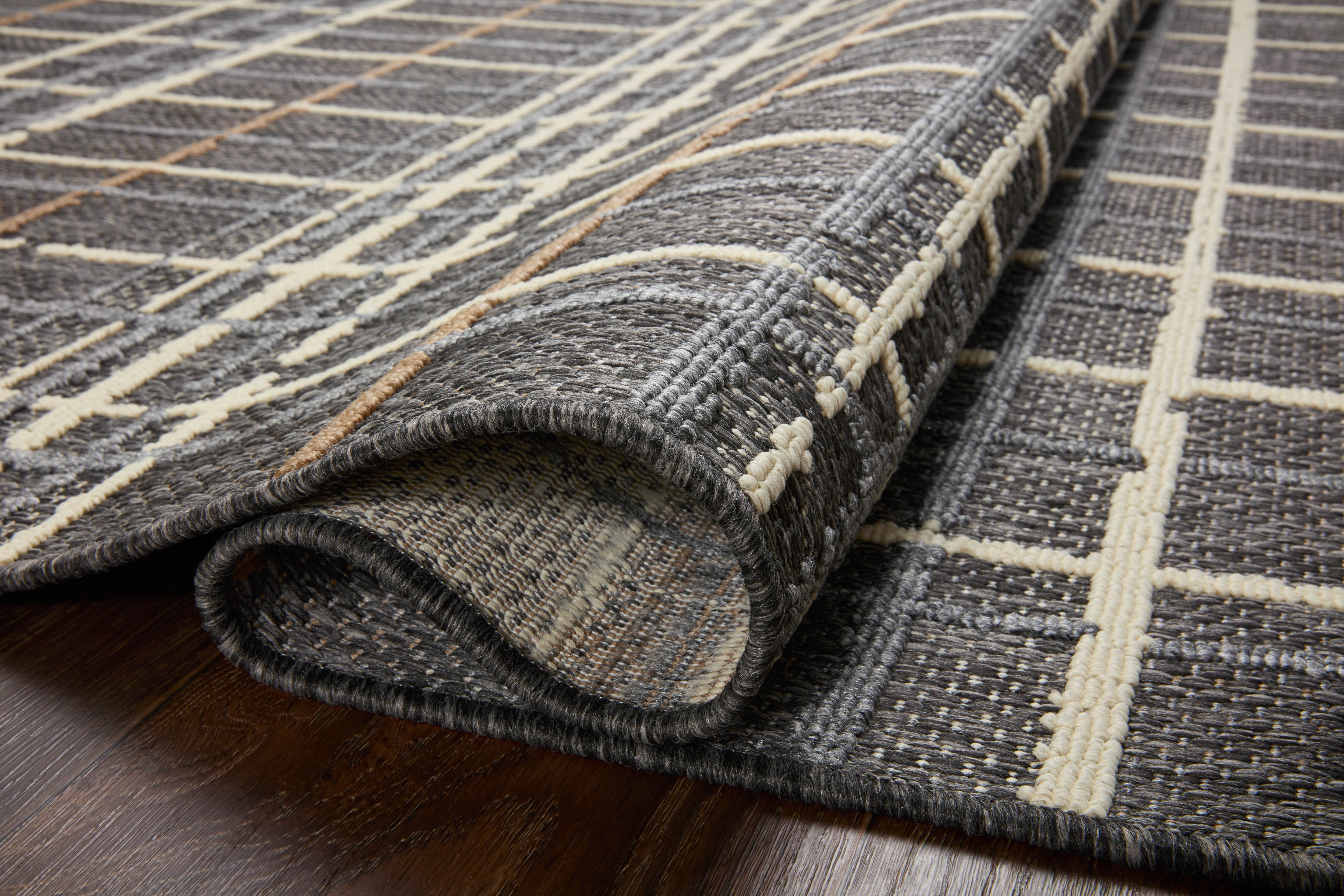 Indoor Outdoor Loloi Rainier Charcoal / Multicolor 18" x 18" Sample Rug