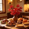 thumbnail image 4 of 2 Pack Orange Red Artificial Maple Leaf Stems, Fade Resistant Full Bushy Shape Bendable No Maintenance Foliage, Halloween Fall Vase Filler for Table Centerpiece Thanksgiving Home Decor, 4 of 6