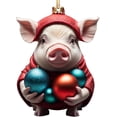 thumbnail image 2 of RnemiTe-amo Christmas Decorations Clearance！Christmas Pendant Acrylic Pig Flat Car Pendant Christmas Tree Ornament, 2 of 3