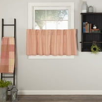 VHC Brands Sawyer Mill Ticking Striped Cotton Farmhouse Kitchen Curtains-Rod Pocket Hanging Loops 24x36 Tier Pair, Red