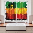 thumbnail image 2 of Ambesonne Rasta Kitchen Curtains, Reggae Music Singer, 55"x45", Orange Yellow, 2 of 3