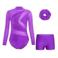 thumbnail image 7 of iiniim Girls Gymnastics Leotard with Shorts and Hairband Long Sleeve Ballet Tumbling Dance Unitard Purple 10, 7 of 7