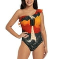 thumbnail image 4 of Daiia Retro Space Rocket Launch Women's One Piece Swimsuits Personalized One Shoulder Swimwear Asymmetric Ruffle Bathing Suits-X-Large, 4 of 8