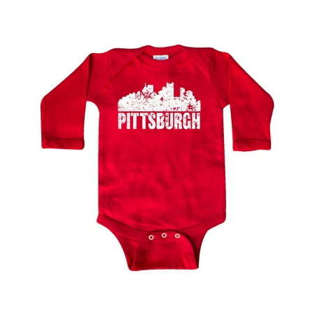 

Inktastic Pittsburgh Skyline Grunge Gift Baby Boy or Baby Girl Long Sleeve Bodysuit
