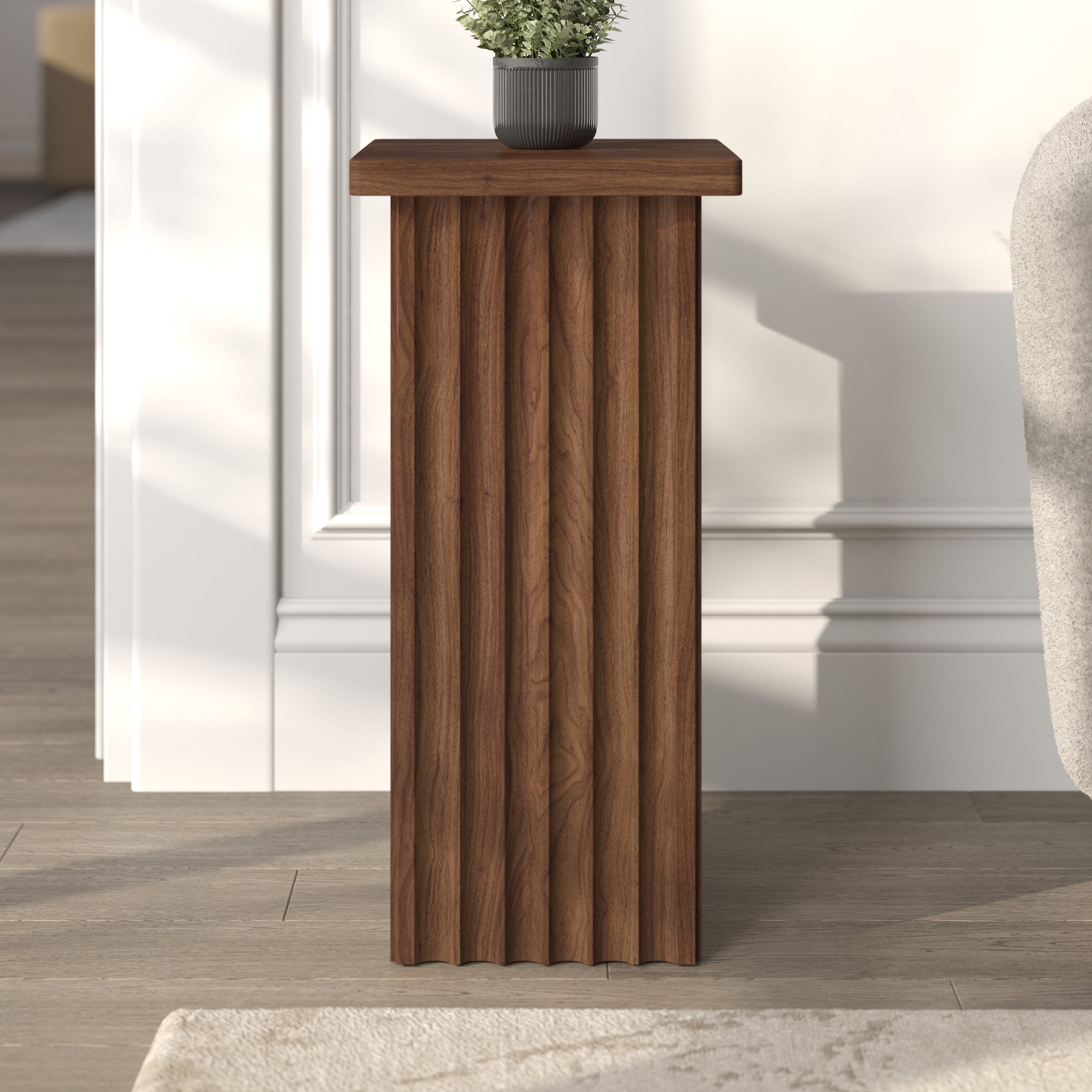 Evelyn&Zoe Modern/Contemporary 10.75" Wide Satin Walnut Side Table
