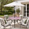 thumbnail image 4 of Round Outdoor Tablecloth with Umbrella Hole and Zipper, Marble Pink Fitted Table Cover with Elastic Edge for 55-60 Inch, Modern Abstract Ink Painting Luxury Waterproof Patio Tablecoths for Picnic, 4 of 9
