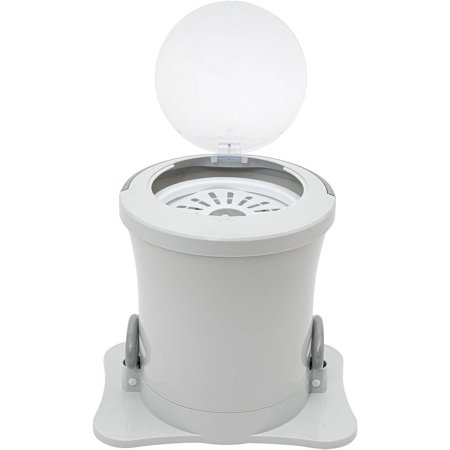 CNCEST Mini Manual Dehydrator Washing Machine, Portable Foot Operated Non-Electric Dehydrator, Manual Draw Cord Dryer, Compact Washer Spin Dryer (White)