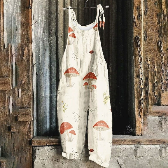 Women's Fashion Loose Print Lace Up Pants Wide Leg Pocket Jumpsuit