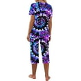 thumbnail image 5 of Viikei Women's Printed Pajama Set Floral Sleepwear,Women-neck Short Sleeved Pajamas and Pants Set Casual Pajamas with Pockets Purple XL, 5 of 7