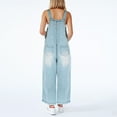 thumbnail image 4 of Women's Classic Denim Ripped Jumpsuit - Loose Fit, Adjustable Straps, Casual Style, 4 of 5