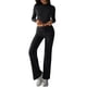 thumbnail image 2 of Conjuntos de 2 Piezas para Mujer, Larga, Cuello Redondo, Pantalones Acampanados de Cintura Alta, Conjuntos de Chándal, Ropa de Calle. Negro M, 2 of 9