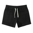 thumbnail image 2 of Bzhegqhd Men's Three-point Cotton Casual Athletic Shorts, Solid Color Mid-Rise Drawstring Waist with Pockets, Quick-Dry Gym Running Summer Shorts, 2 of 6