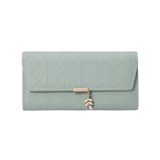 yingyy Durable Long Purse With Fine Stitching Wallet For Mothers Family New Bag Practical Exquisite Craft Green Grey