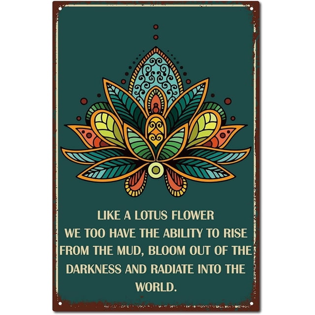 Mandala Tin Sign Vintage Metal Sign Poster Retro Painting Plaque Iron Sign Wall Decor Art Mural Hanging Sign Decorative for Cafe Office Restaurant Home Bathroom 12 x 8Inch