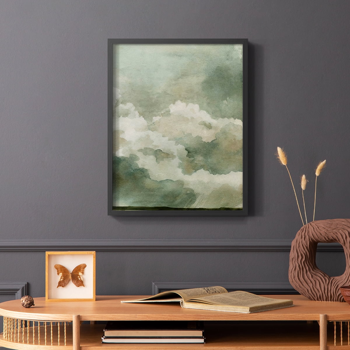 Coming Rain II Framed Print in Black Solid Wood Framed Print No Nail Hanging