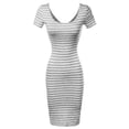 thumbnail image 1 of FashionOutfit Women's Short Sleeve Rib Striped Dress, 1 of 3