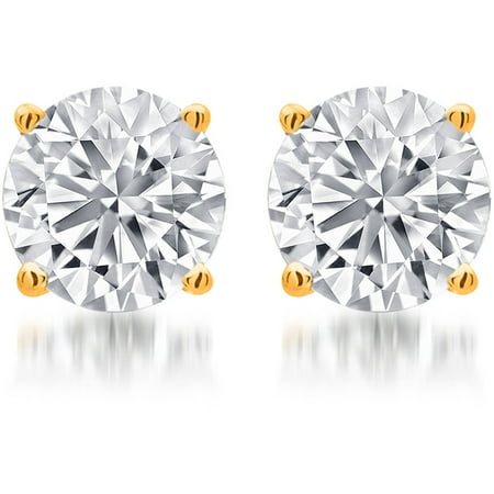 1-1/4 Carat T.W. Round White Diamond Yellow Gold over Sterling Silver Stud Earrings