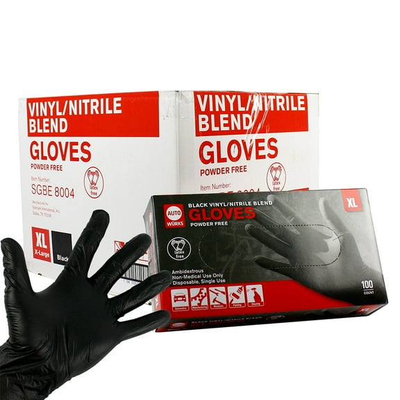 10 Pack Extra-Large Vinyl And Nitrile Gloves 1,000 In Case Powder And Latex Free