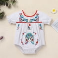 thumbnail image 2 of IDOPIP Newborn Baby Girl Mexican Ethnic Embroidery Floral Romper Cinco De Mayo Baby Girl Onesie, 2 of 7