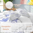 thumbnail image 3 of Coastal Purple Bedding 3 Piece Duvet Cover Set California King, Ocean Coral Starfish Jellyfish Seahorse Soft Microfiber Comforter Cover with Zipper Closure & Pillowcases, FadeResistant Quilt Cover, 3 of 9