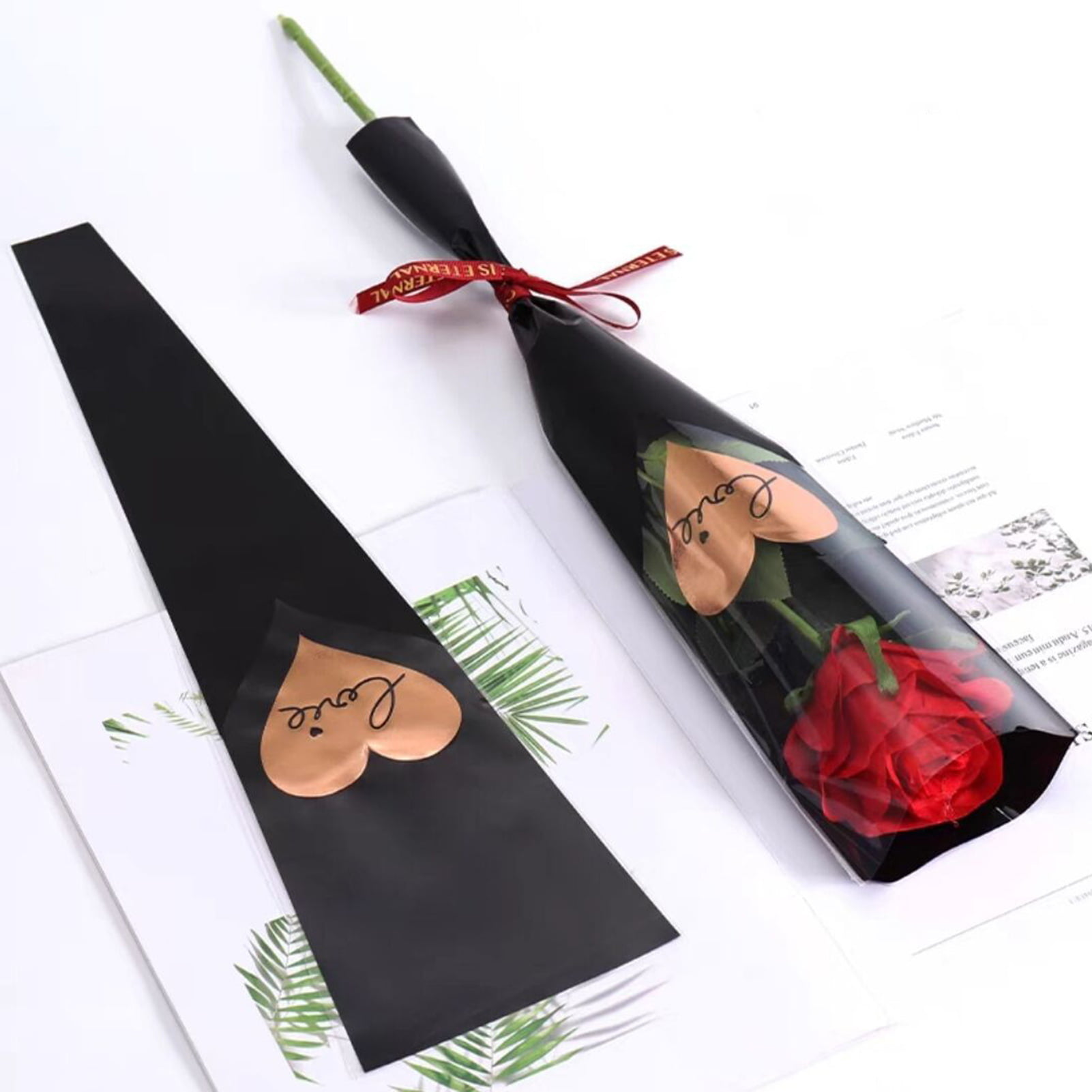 Pack of 20-Single Rose Sleeve, Black – Unikpackaging
