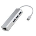 thumbnail image 1 of EeaseMX Adaptador y convertidor Ethernet de tipo C a 3 puertos USB 3.0 RJ45 para ordenador portátil (blanco), 1 of 7