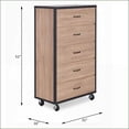 thumbnail image 5 of Chests & Wardrobes, Industrial Weathered Light Oak 5-Drawer Chest with Metal Glides & Casters | Oak | Particle Board+MDF, 5 of 6