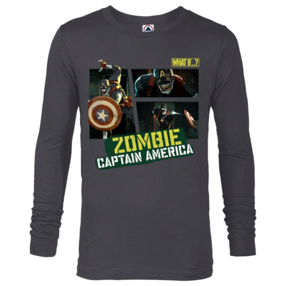 Marvel WHAT IF…? Zombie Captain America Panel Standard - Long Sleeve T-Shirt for Men – Customized-Charcoal Heather