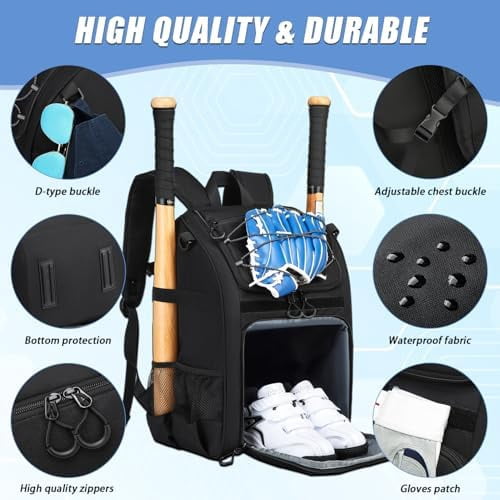 Voylla Youth Baseball Bag, Softball Bag for Girls & Boys, Kids Baseball Backpack with Shoes Compartment, 2026 Upgrade Design, Pro-Grade Storage