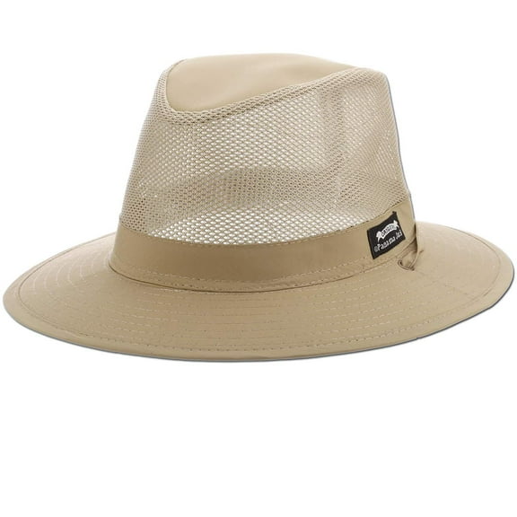 Panama Jack Nylon Mesh Safari Hat - Lightweight, UPF 50 , 2 1/2" Big Brim, Chin Strap
