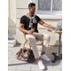 thumbnail image 3 of Camiseta COOFANDY Cotton Henley para hombre negra de manga corta, 3 of 6