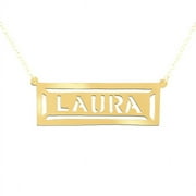 Personalized Handmade Framed Nameplate Necklace in Sterling Silver or 14kt Gold Plated Sterling Silver