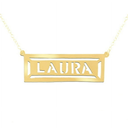 Personalized Handmade Framed Nameplate Necklace in Sterling Silver or 14kt Gold Plated Sterling Silver