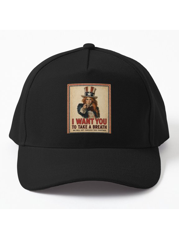 Aunt Sammy Take A Breath Baseball Cap, Quote Design