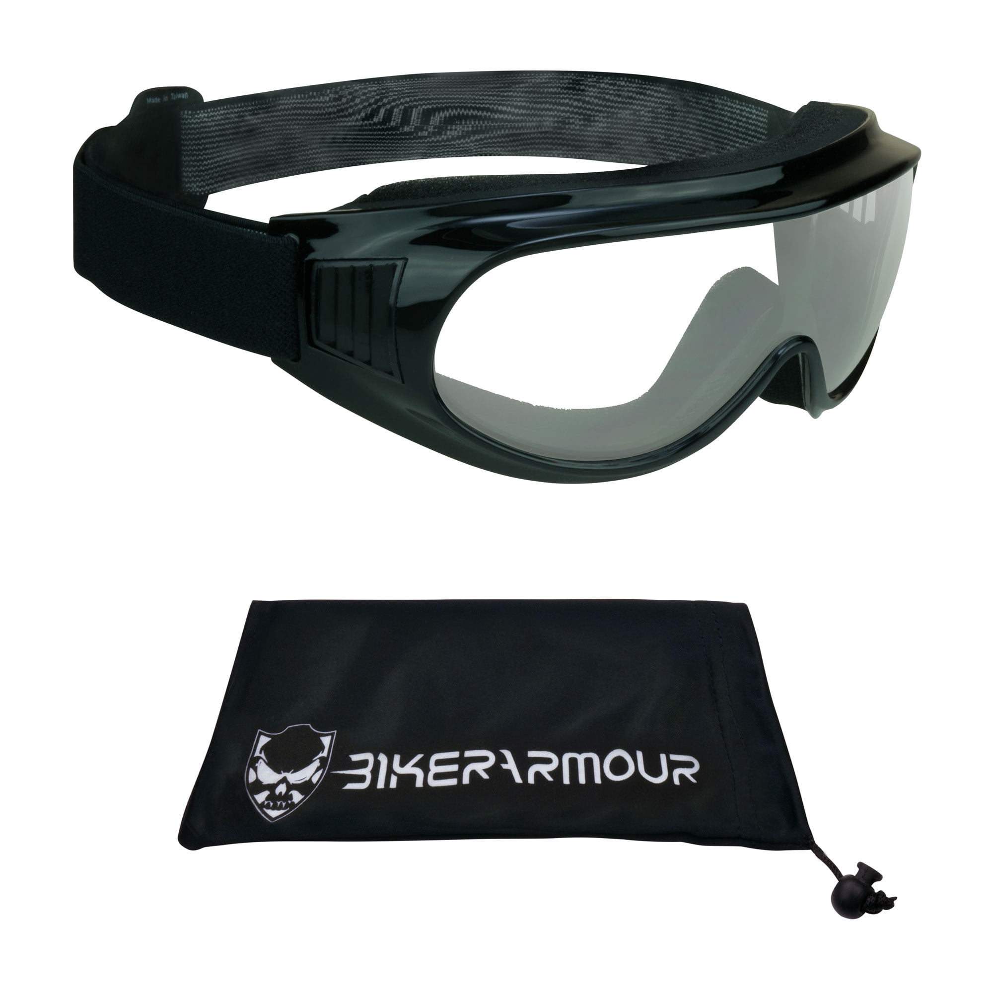 Clear Lens Normal Vision Fit Over Glasses Anti-fog Riding Goggles with Sponge Liner Adjustable Elastic Headband 