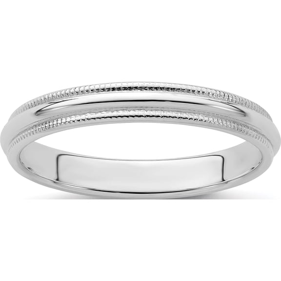 Sterling Silver Ss 3mm Half Round Milgrain Size 10 Band Made In United States qwm030-10