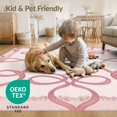 thumbnail image 4 of ODIKA 8'x10' Washable Area Rug Coquette Motif Round Shaped Bows Dainty Scroll Pink Ribbon Playful for King Size Bedroom Under Bed, Master Suite, Non-Shedding, Easy Care, 4 of 7