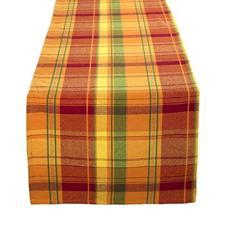 

Fennco Styles Harvest Plaid Design Cotton Terracotta Table Runner 16 W x 90 L for Home Dining Table Décor Banquets Holiday Thanksgiving Christmas and Special Occasion