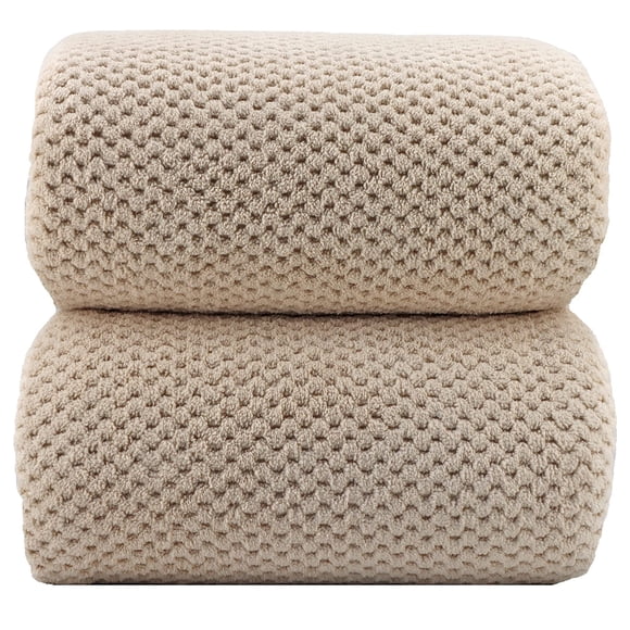 Toallas de baño YTYC de gran tamaño, 100 x 200 cm, color beige supersuave, 2 piezas
