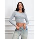 thumbnail image 2 of Cárdigan de punto acanalado Y2k para mujer, prendas de punto cortas con cuello redondo, Top corto de manga larga abotonada, camisetas de moda coreana, ropa de calle 2024, 2 of 5