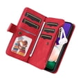 thumbnail image 4 of Multifunctional Case for Samsung A22 5G,[RFID Blocking] 9 Credit Cards Holder with Wrist Strap, Premium PU Leather Zipper Wallet Purse Magnetic Flip Phone Cover for Samsung Galaxy A22 5G, Red, 4 of 12