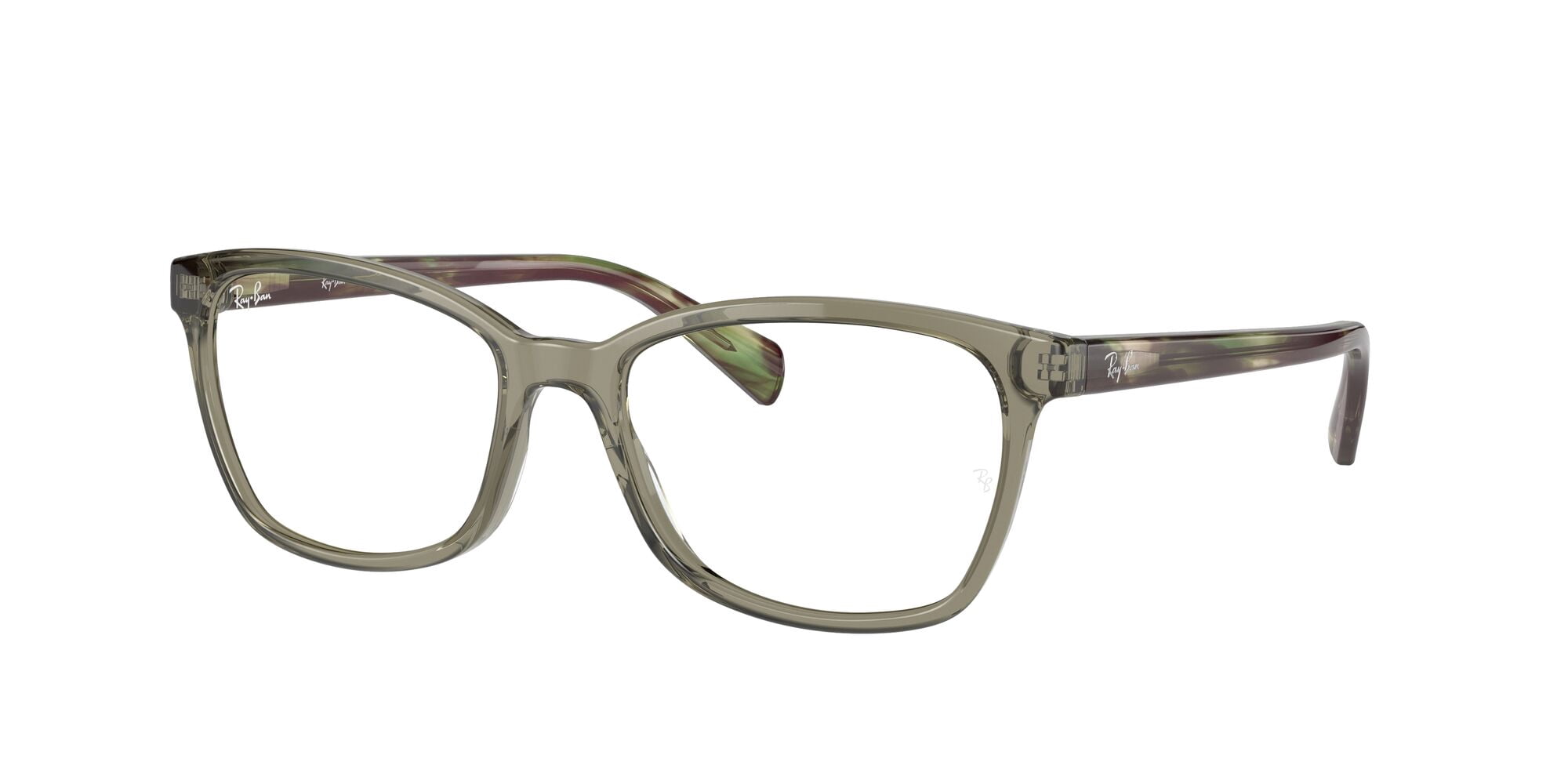 Ray-Ban Women's Size 54 Butterfly RB5362 Optics Prescription Eyeglasses with Case, Transparent Green/Demo Lens