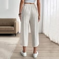 thumbnail image 6 of SwiftWear Women's Cotton Wide Leg Crop Pants Elastic Waist Lounge Culottes with Pockets, Soft & Breathable Casual Pants for Summer Vacation, 6 of 9