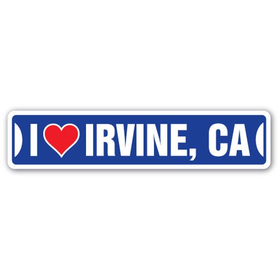 I LOVE IRVINE CALIFORNIA Street Sign ca city state us wall road décor gift