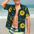 thumbnail image 4 of Uemuo Sunflowers And Blue Flower Printed Regular Fit Short Sleeve Casual Hawaiian Shirt for Men,Aloha shirt,Tropical shirt,Floral print shirt,Vacation Beach shirt-XX-Large, 4 of 9
